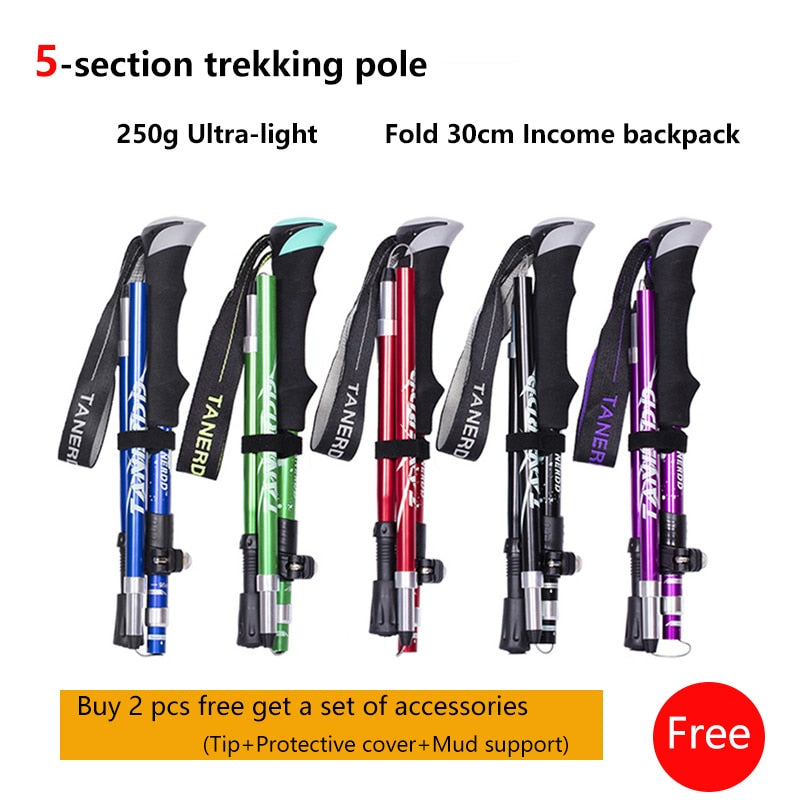 Outdoor Fold Trekking Poles Camping Portable