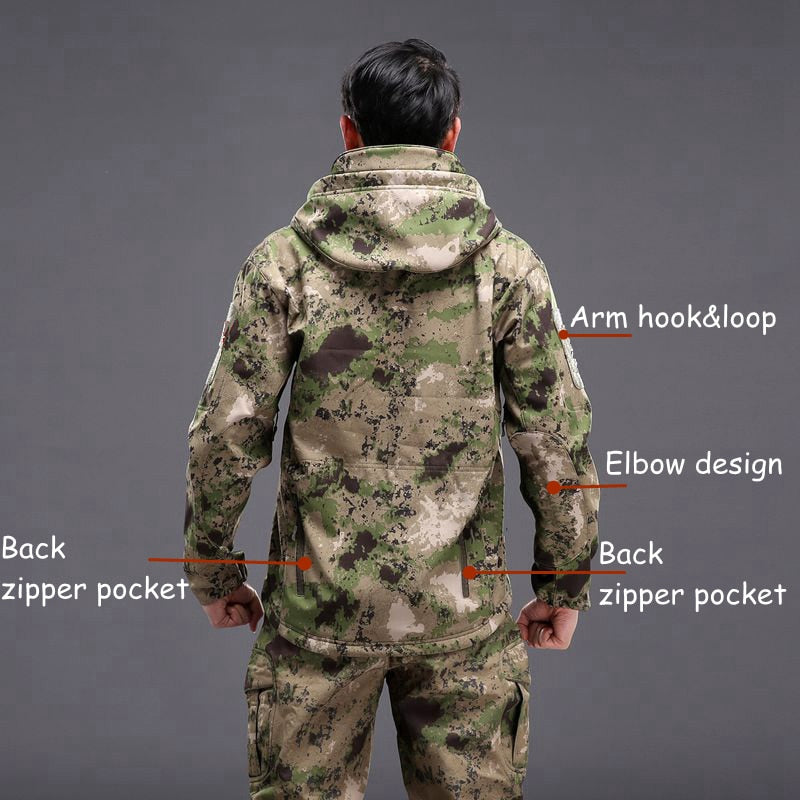 Airsoft Camping Tactical Jacket | Men Softshell Waterproof Camo Jacket